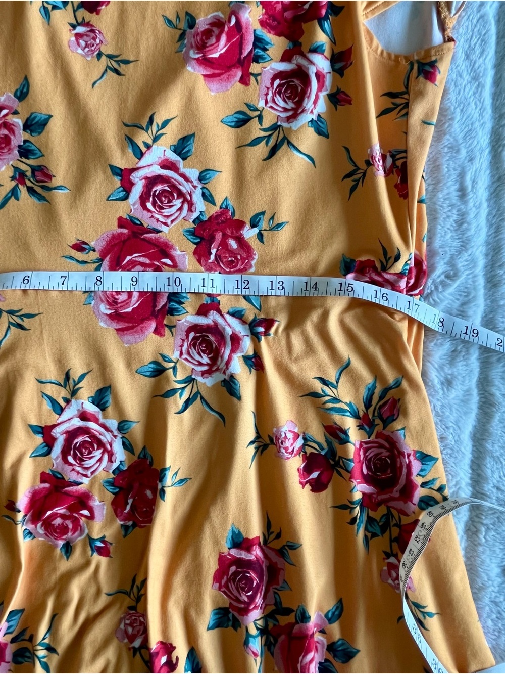 H&M Mustard Yellow Floral Cottagecore Boho Chic Wrap Ruffle Dress Sz 10 - Picture 14 of 15
